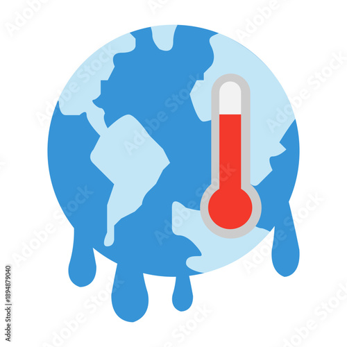 Melting Earth With Thermometer Illustration, Global Warming Alert