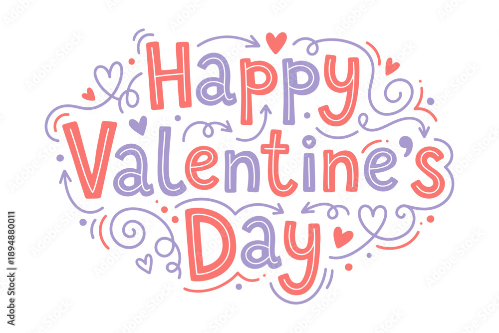 Obraz premium Cute valentine day text typography