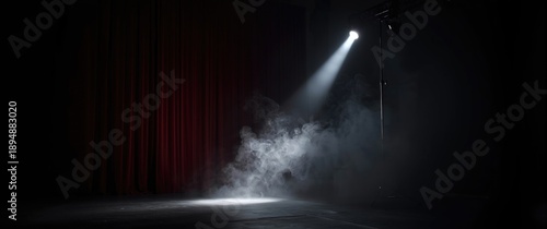 Curtain scene featuring spotlight and smoke for professionals
