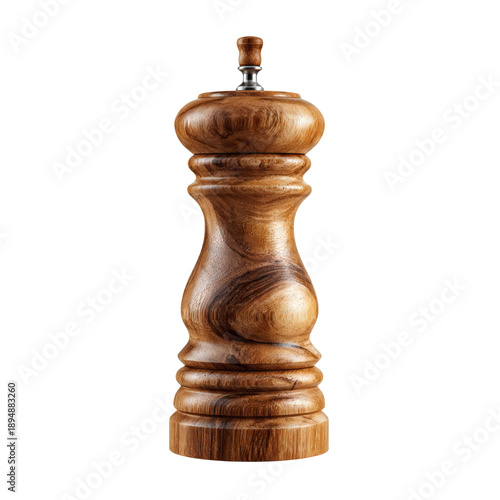 Wallpaper Mural A Classic Ergonomic Wooden Pepper Grinder Featuring A Polished Acacia Grain Finish Centered Against A Clean White Background Torontodigital.ca