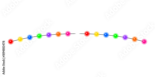 Colorful beaded necklace with multicolored beads on wire, isolated on transparent background
