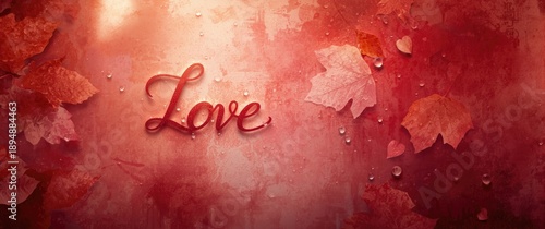 Love written with a heart on an abstract backdrop