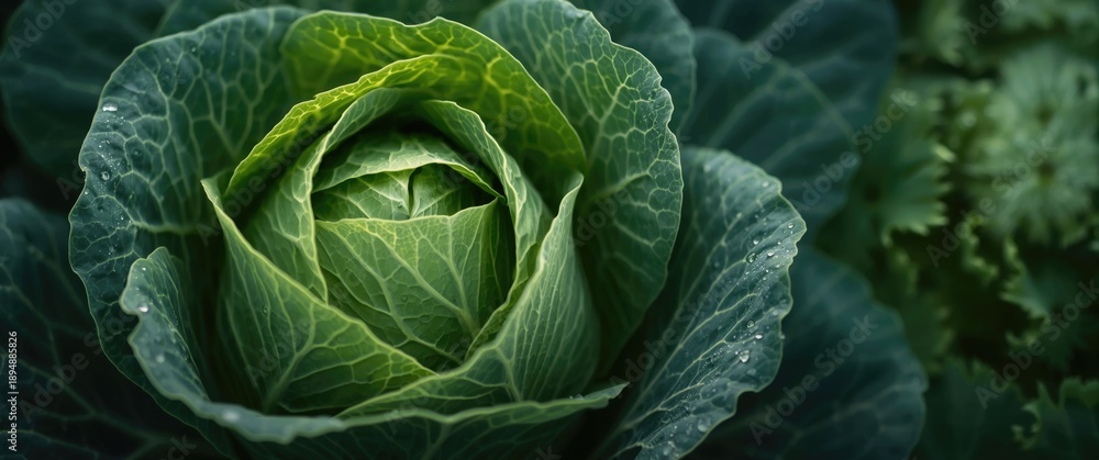 Obraz premium Close-up shot of cabbage leaf folds