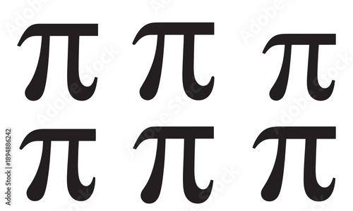 Six black pi symbols arranged in two rows on a white background.