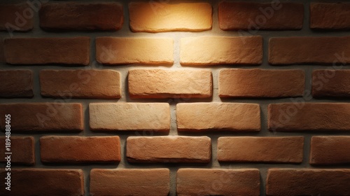 Warmly Lit Brick Wall with Soft Shadows, Perfect for Backgrounds, Textures, and Interior Design Projects Featuring Rustic Elements