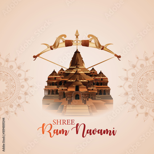 Vector illustration of lord rama for happy ram navami background
