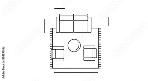 Floor plan of a living room with furniture layout.