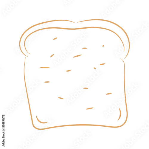 Simple Hand-Drawn Line Art Illustration of Toasted Bread Slice