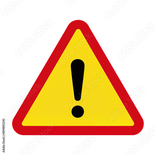 Yellow triangular warning sign with exclamation mark