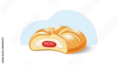 Baked pastry with creamy filling and a bright red center