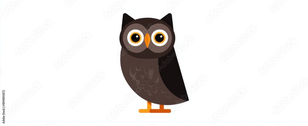 Fototapeta premium Charming simple cartoon owl evokes joy with its minimalistic design and vibrant colors.