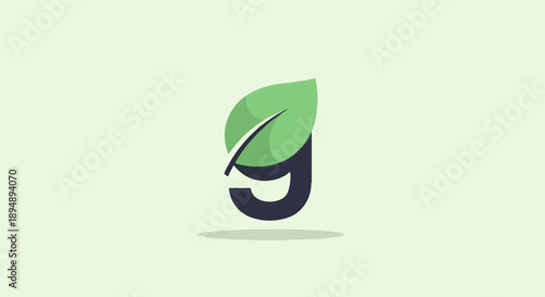 Abstract letter "g" with a green leaf overlay