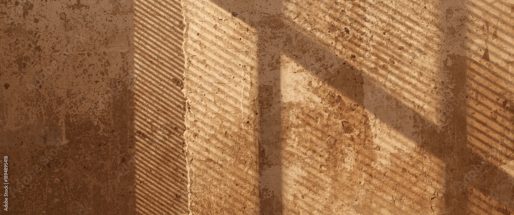 Fototapeta premium Sunlight pattern on a brown concrete backdrop