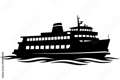 Silhouette of a Ferry Boat