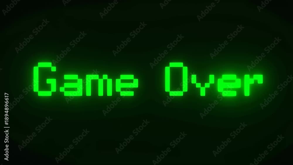 Retro pixelated video game screen displaying "Game Over" message ...