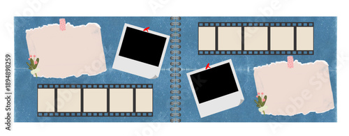 Album blank photo frames on white