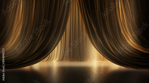 stage curtain with spotlight