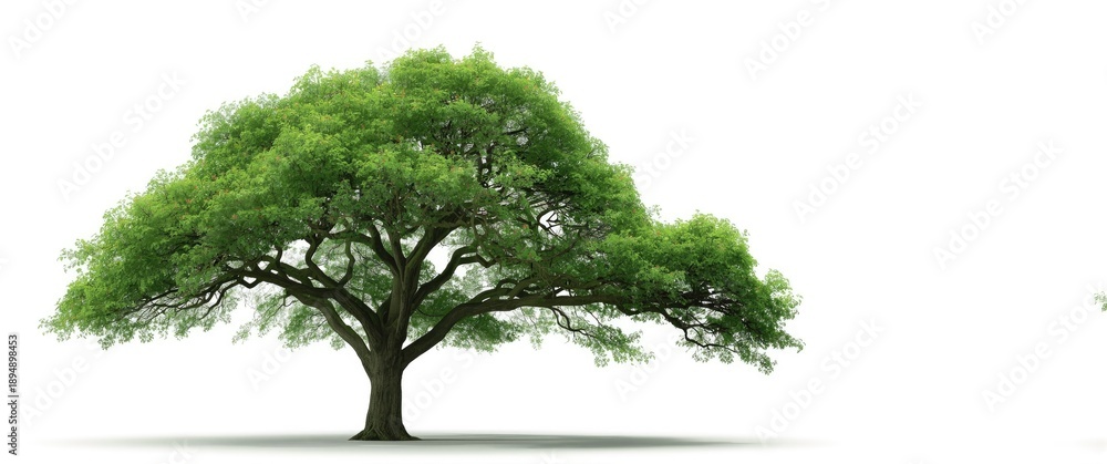 Fototapeta premium Side view of a green tree in isolation for landscape and architectural sketches, featuring environment and garden components