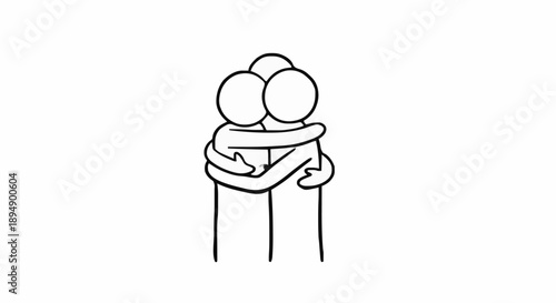 Three People Hugging Together Friendship Unity.