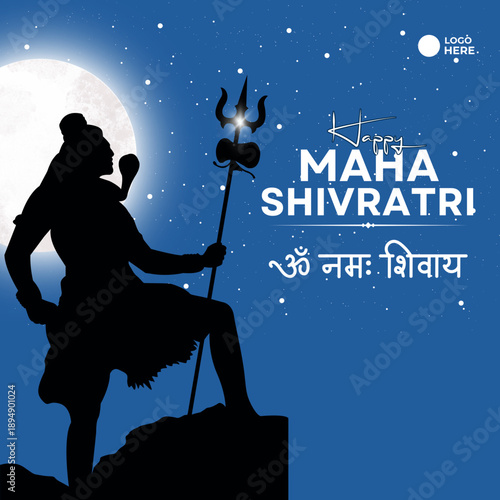 happy maha Shivratri, a Hindu festival celebrated of lord shiva night, english calligraphy. abstract vector illustration design