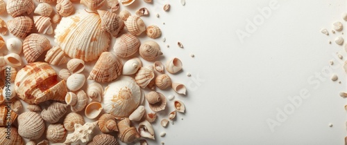 Sea cockleshells set with strong lighting, isolated on a plain background