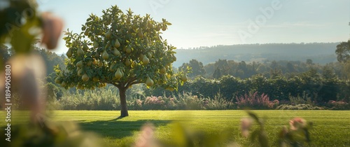 Tree garden featuring pear trees and sizable pears