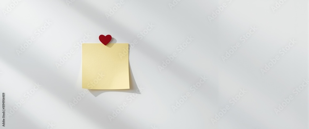 Naklejka premium Whiteboard featuring an abstract empty sticky note with heart clip magnet for Valentine message