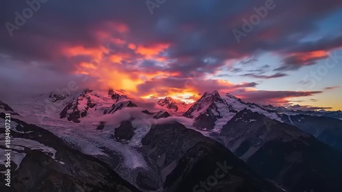 Mountain Landscape at Different Times of Day.