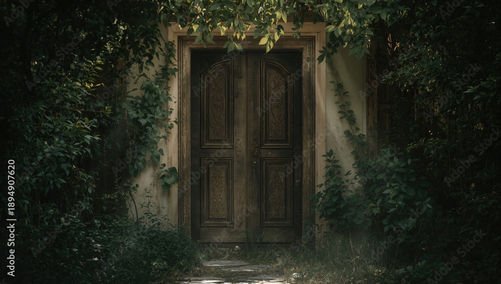 Fototapeta premium Hidden passageway within a brick structure, focusing on architectural concealment and security features