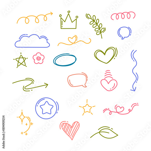 set of hand drawn doodle