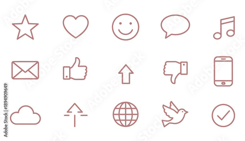 A collection of simple black and white emoji illustrations expressing various emotions isolated on transparent background