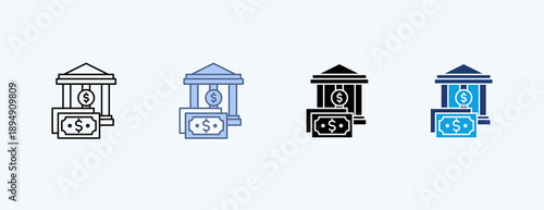 Central Bank Multiple Icon Illustration Vector
