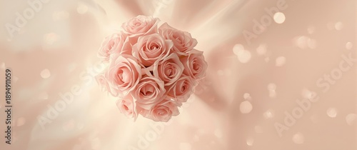 Pastel pink roses bouquet for background with space for text on special occasions