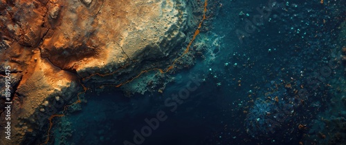 Break-line delineation of the Conway Reef geological plate on a two-tier topography chart in the Fahey projection