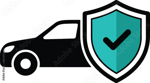 Car protection shield symbol isolated, auto safety icon design element