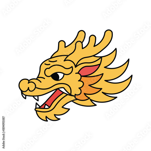 Golden Mythical Dragon Head