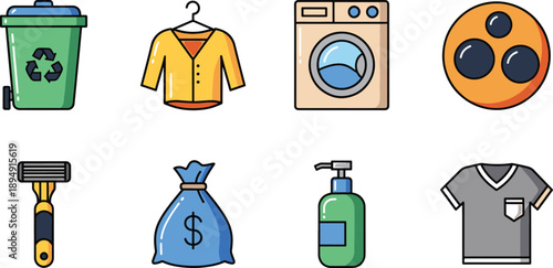 Domestic lifestyle household icons collection of daily objects set