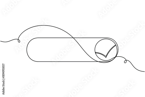 UI toggle switch icon continuous one line drawing on white background minimalist enable and disable symbol outline vector illustration
