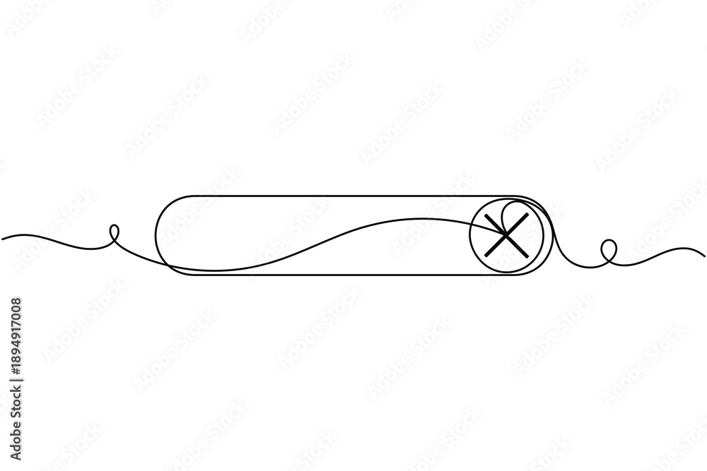 Obraz premium UI toggle switch icon continuous one line drawing on white background minimalist enable and disable symbol outline vector illustration