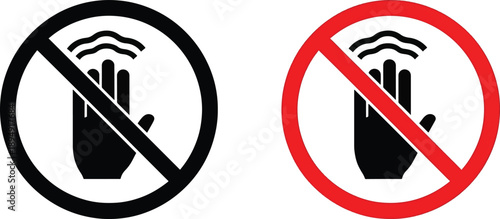 Do not touch warning hand sign forbidden safety icon vector set