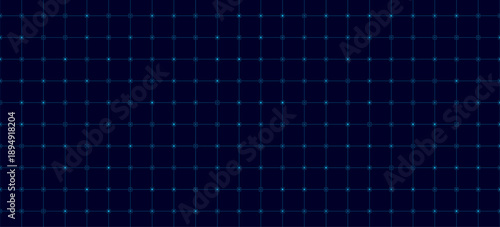 Blue HUD interface grid with digital square dots on black background. Futuristic user interface layout for technology design or tech dashboard. Vector illustration.
