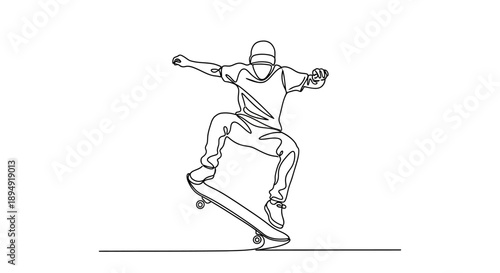 Skateboarder Performing Trick on Skateboard.