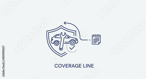 Insurance Shield Protection Coverage Line Icon.