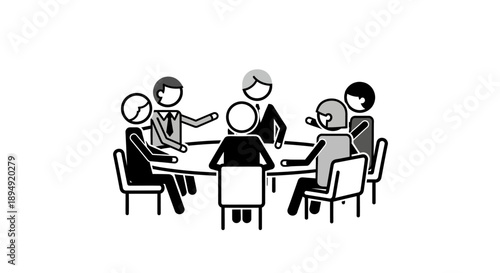 Group of People Sitting Around Table Discussing.