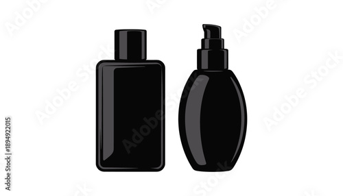 skin care lotion bottle silhouette vector illustration in black and white, set against a white background, Cosmetics bottles, Cosmetic Materials, Black and White, Make-up Bottle Glass Cosmetic Icon