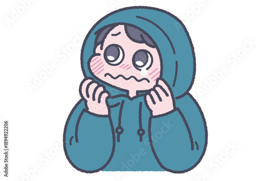 男の子と気持ちのイラスト　怖い