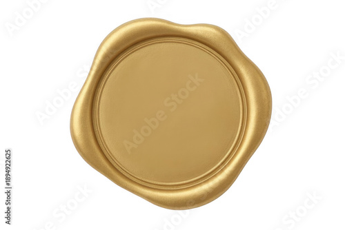 Gold wax seal 3D rendering stamp isolated on a transparent background