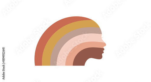 Rainbow Colored Silhouette of Woman's Profile with Multiple Skin Tones Representing Diversity and Inclusive Beauty, Generative AI.