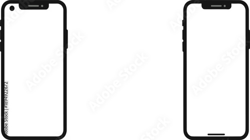 Minimal Smartphone Frame Mockup Set with Blank Mobile Phone Screens for App UI UX Design, Wireframe Layout, and Digital Interface Presentation