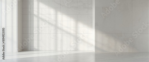 Wallpaper Mural Background with white ceramic tiles, including tile floor and wall for design and presentations, horizontal white tile wall Torontodigital.ca